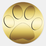 GOLDEN PAW PRINT ROUND STICKER