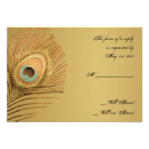 Golden Peacock Response Card Custom Invitation