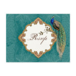 Golden Peacock & Swirls - RSVP Response Postcard