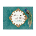 Golden Peacock & Swirls - Save the Date Postcard