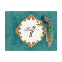 Golden Peacock & Swirls - Table Number Cards