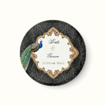 Golden Peacock & Swirls - Wedding Save the Date magnets