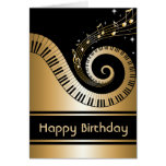 golden Piano Keys and Gold Music Notes Card