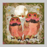 Golden Pink Gypsy Owls Olive Moonlight Canvas canvas prints