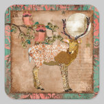 Golden Pink Gypsy Owls & Ornate Buck Sticker stickers