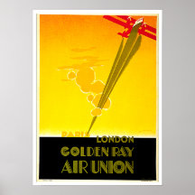 Golden Ray Vintage Paris London Travel Ad Print