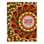 Golden Red Hearts Thank You Postcard