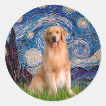 Golden Retriever 8 - Starry Night Stickers