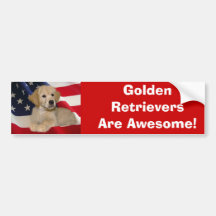 Golden Retriever All American Puppy Bumper Sticker