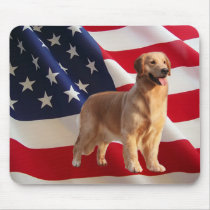 Golden Retriever American Flag Mousepad