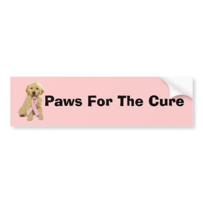 Golden Retriever Breast Cancer Bumper Sticker by normagolden