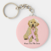 Golden Retriever Breast Cancer Keychain