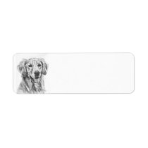 Golden Retriever Charcoal Sketch Return Address Label