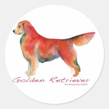 Golden Retriever in living colour Round Sticker