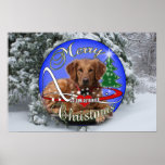 GOLDEN RETRIEVER MERRY CHRISTMAS ORNAMENT POSTER