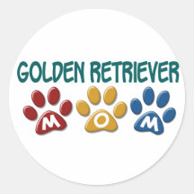 GOLDEN RETRIEVER Mom Paw Print 1 Round Stickers