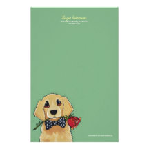 Golden Retriever & Rose Personalizable Stationery
