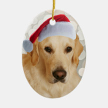 Golden Retriever Santa dog Christmas Tree Ornaments