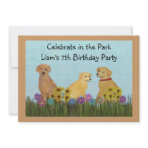 Golden Retrievers Birthday Party Invitations