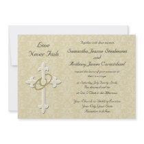 Golden Rings Christian Wedding Invitations