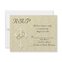 Golden Rings Christian Wedding RSVP Card Custom Invitations