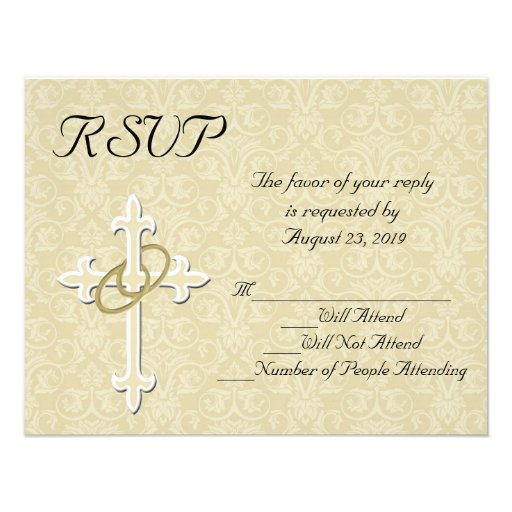 Golden Rings Christian Wedding RSVP Card Custom Invitations