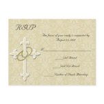 Golden Rings w/Cross, Christian RSVP Reply Post Cards