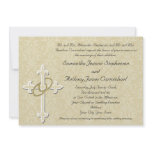 Golden Rings with Cross, Elegant Christian Love Personalized Invitations