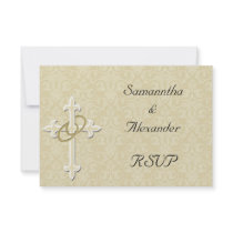 Golden Rings with Cross, Elegant Christian Love Announcement
