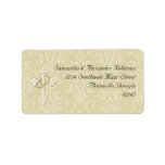 Golden Rings with Cross, Elegant Christian Love Custom Address Label