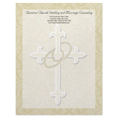Golden Rings with Cross, Elegant Christian Love Letterhead Design by CustomInvites