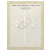 Golden Rings with Cross, Elegant Christian Love Letterhead Design