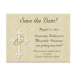 Golden Rings with Cross, Elegant Christian Love postcards