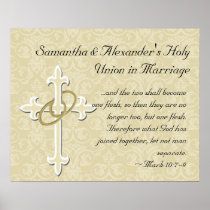Golden Rings with Cross, Elegant Christian Love Print