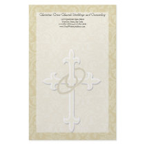 Golden Rings with Cross, Elegant Christian Love Stationery