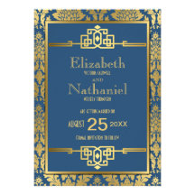 Golden Romance 1920s Art Deco Save the Date Personalized Invitations