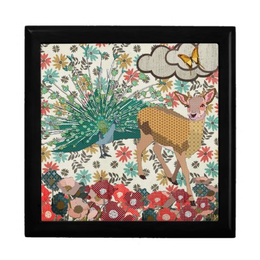 Golden Rose Deer & Peacock Floral Gift Box