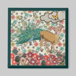 Golden Rose Deer & Peacock Floral Magnet magnets