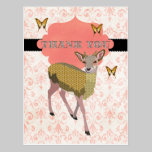 Golden Rose Deer  Thank You Postcard postcards