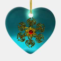 GOLDEN ROSE RUBY ,Blue Aquamarine ,Purple Pink Ornament