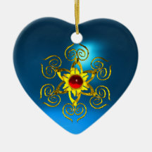 GOLDEN ROSE RUBY ,Blue Sapphire Heart Ornaments