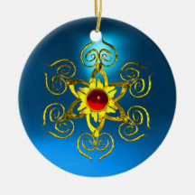 GOLDEN ROSE RUBY Blue Sapphire Ornament