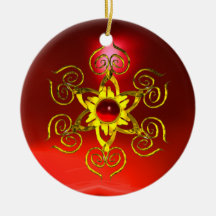 GOLDEN ROSE RUBY CHRISTMAS ORNAMENTS