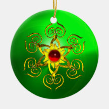 GOLDEN ROSE RUBY Green Emerald Ornaments