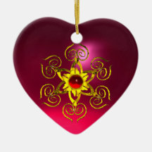 GOLDEN ROSE RUBY ,Purple Pink Christmas Ornament