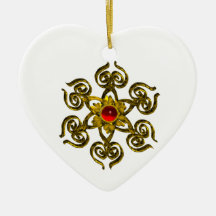 GOLDEN ROSE RUBY ,White Heart Ornaments