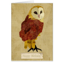 Golden Ruby Owl Birthday  Card