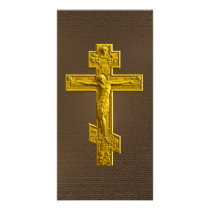 Golden Russian orthodox cross Photo Cards