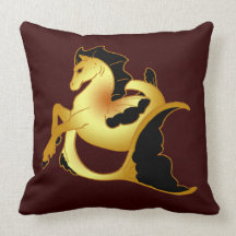 Golden Sea Horse Pillow