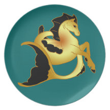 Golden Sea Horse Plate